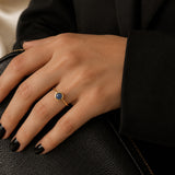 Bague fine dorée en Cyanite bleue FILINE®
