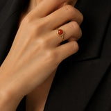 Bague fine dorée en Jaspe rouge FILINE®