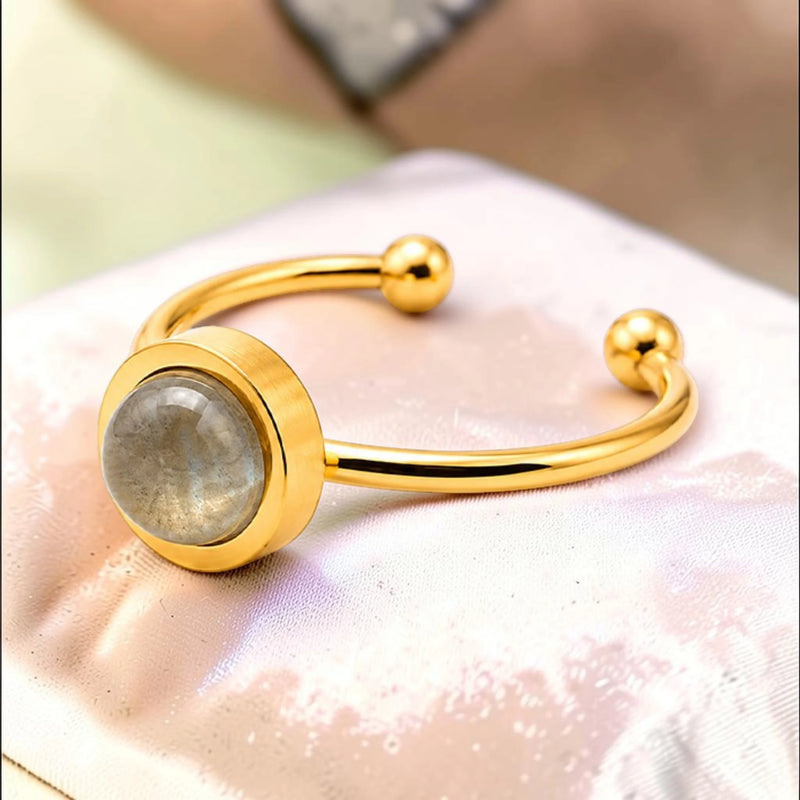 Bague fine dorée en Labradorite FILINE®