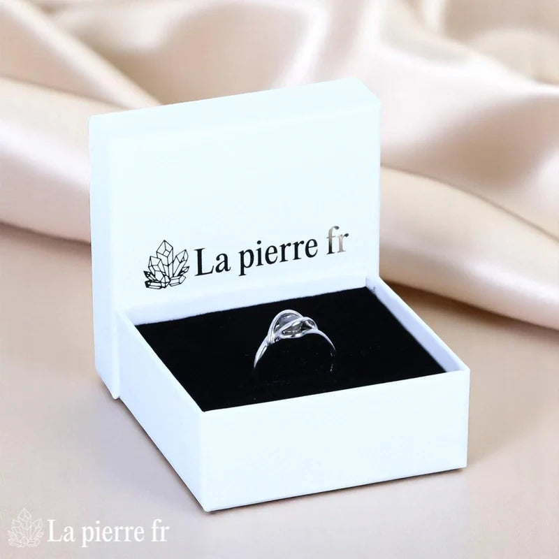 Vue de dessus Bague Labradorite (Éclat Discret) fine 5mm sur fond blanc