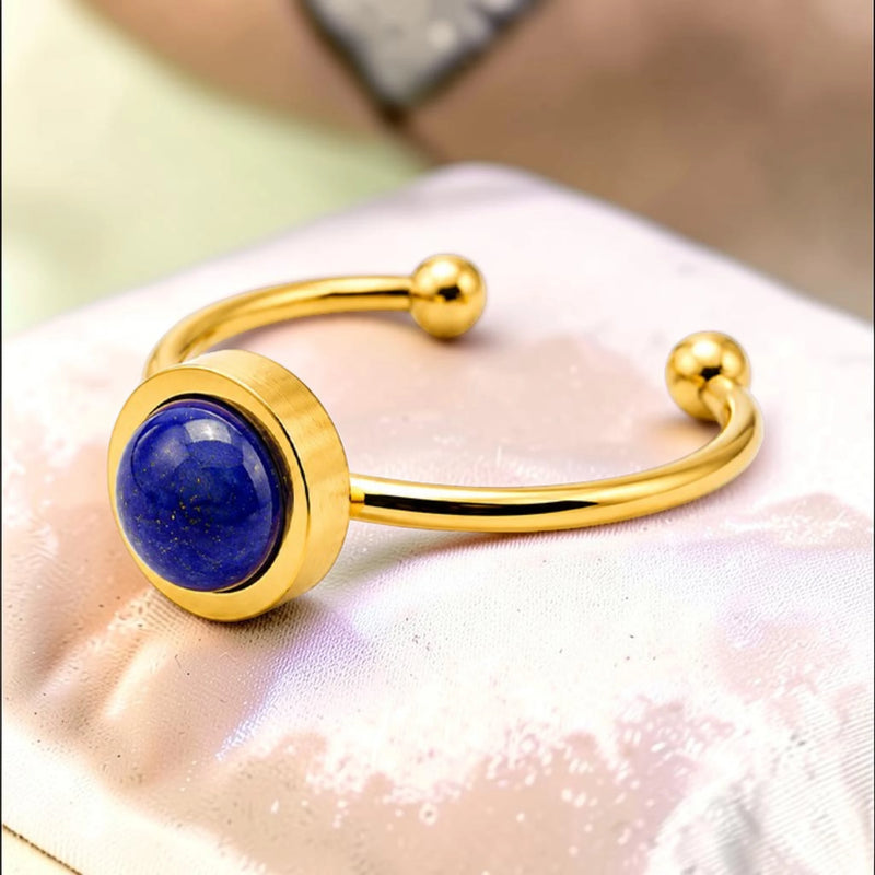Bague fine dorée en Lapis-lazuli FILINE®