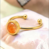 Bague fine dorée en Pierre de soleil FILINE®
