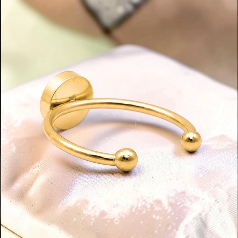 Bague fine en pierre naturelle larvikite