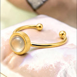 Bague fine dorée en Quartz rose FILINE®