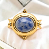 Bague cabochon en Sodalite ÉCRIN®, acier doré