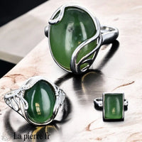 Bague en jade vert véritable – bijou de lithothérapie La Pierre FR favorisant paix intérieure, chance et équilibre.