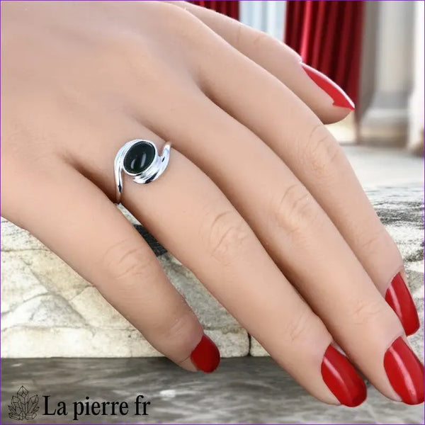 Bague pour femme en argent avec pierre en Jade Vert véritable 6x8mm.