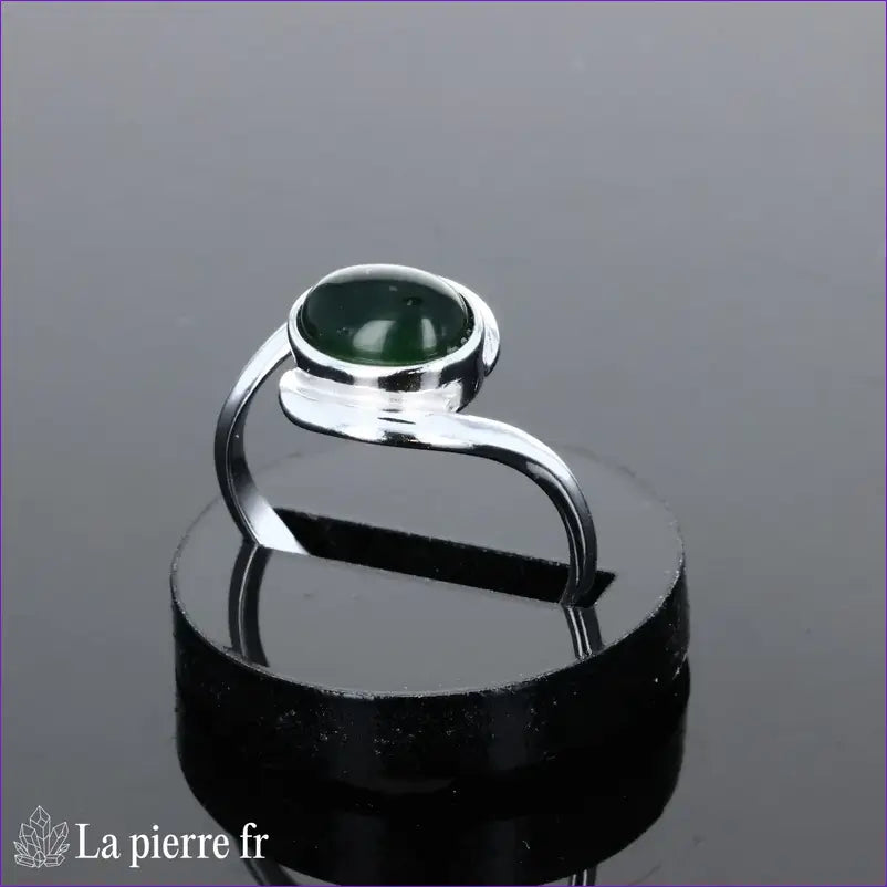 Bague pour femme en argent véritable avec Jade Vert naturel ovale