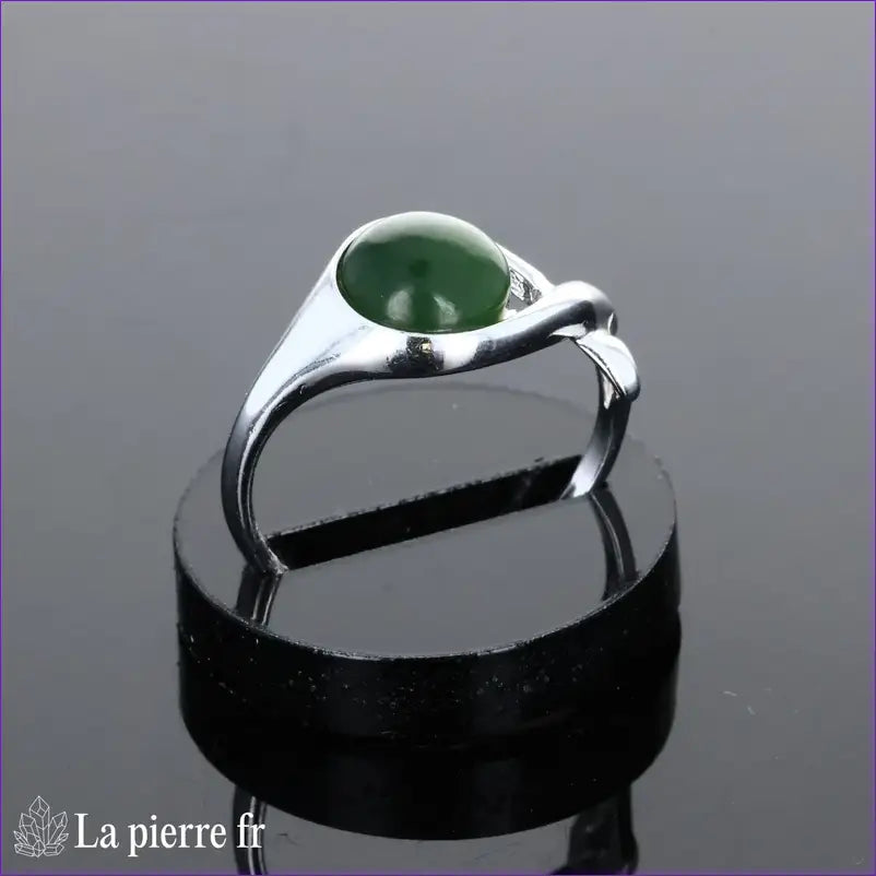 Bague pour femme en argent véritable avec Jade Vert naturel rond de 8mm.
