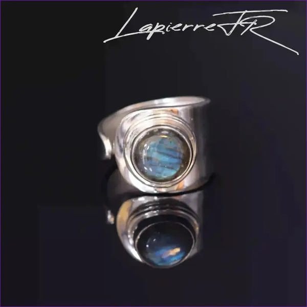Bague en labradorite ronde sur argent 925 - La Pierre FR