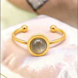 Bague fine dorée en Labradorite FILINE®