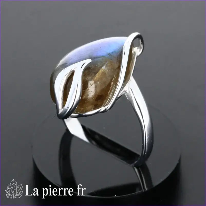 Bague labradorite véritable en argent 925 pour femme - La Pierre Fr