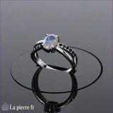 Bague Labradorite (Galaxie Scintillante) ovale facettée entourage 12 zircons argent