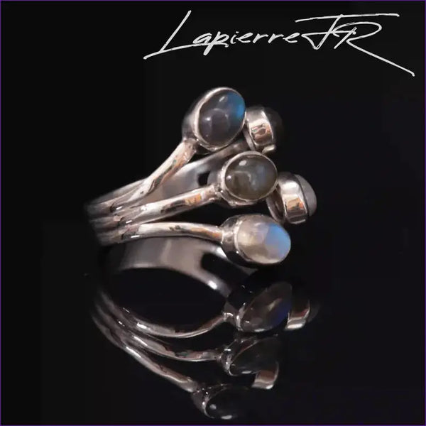 Bague en labradorite réglable en argent - La Pierre FR
