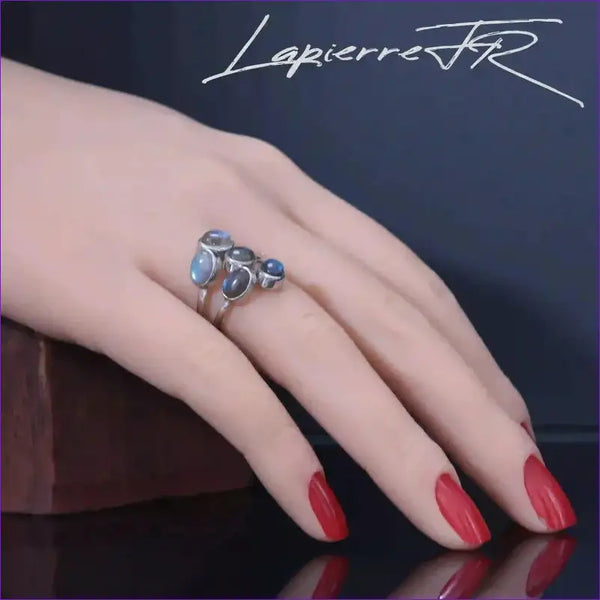 Bague en labradorite réglable en argent - La Pierre FR