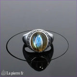Détail romantique de l'émail sur Bague Labradorite (Romance Émaillée) ovale