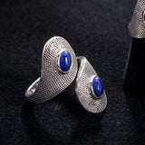 Bague Lapis Lazuli Argent 925, Deux Pierres Réglable (Duo)