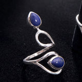 Bague Lapis Lazuli Gouttes en Argent 925 Ajustable (Liane)