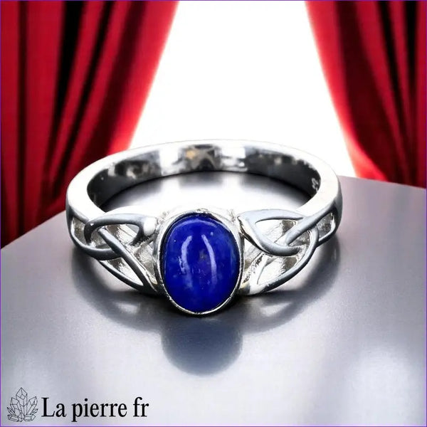 Bague en pierre Lapis Lazuli en argent rhodié pour femme (Chantelle)