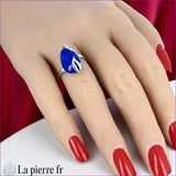 Bague Lapis Lazuli véritable en argent pour femme - La Pierre Fr