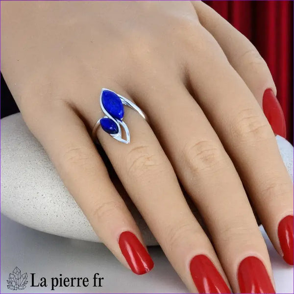 bague en pierre de lapis lazuli sur argent pour femme