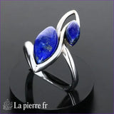 bague lapis lazuli véritable en argent rhodié pour femme
