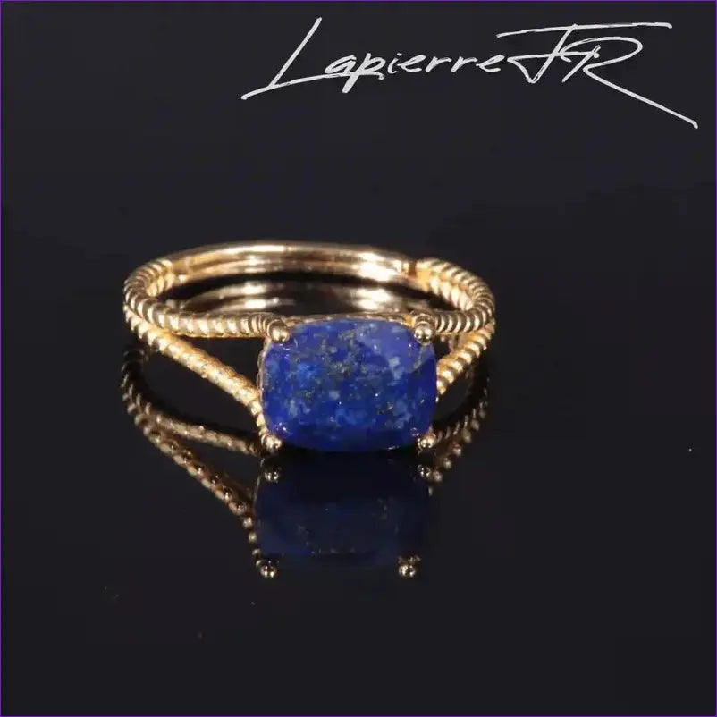 Bague en pierre Lapis Lazuli plaqué Or 18 carats - La Pierre FR