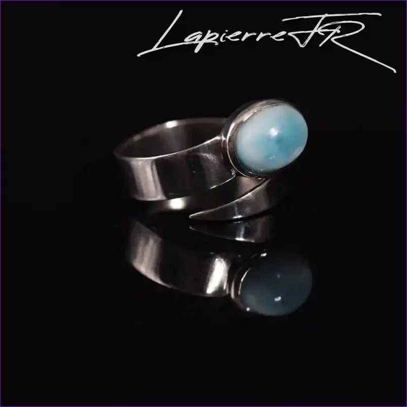 Bague Larimar en argent rhodié réglable - La Pierre FR