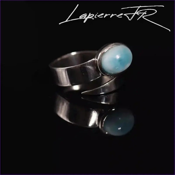 Bague Larimar en argent rhodié réglable - La Pierre FR