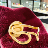 Bague double anneau en Œil de tigre DUALIS®, acier doré