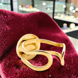 Bague double anneau en Sodalite DUALIS®, acier doré