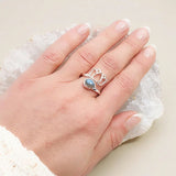 Bague Labradorite Argent 925, Fleur de Lotus Réglable (Lotus)
