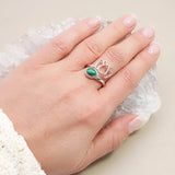 Bague Malachite Fleur de Lotus en Argent 925 (Lotus)