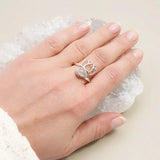 Bague Lotus Quartz Rose Argent 925 Réglable (Lotus)