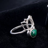Bague Malachite Fleur de Lotus en Argent 925 (Lotus)