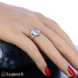 Gros plan pierre marquise cabochon quartz rose Bague (Navette Poudrée)