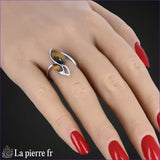 Bague œil de tigre véritable en argent pour femme - La Pierre Fr