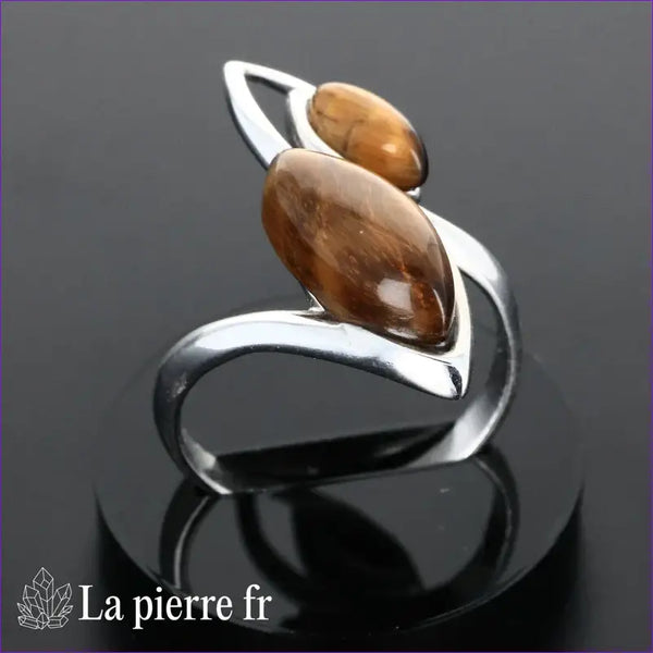 Bague œil de tigre véritable en argent pour femme - La Pierre Fr