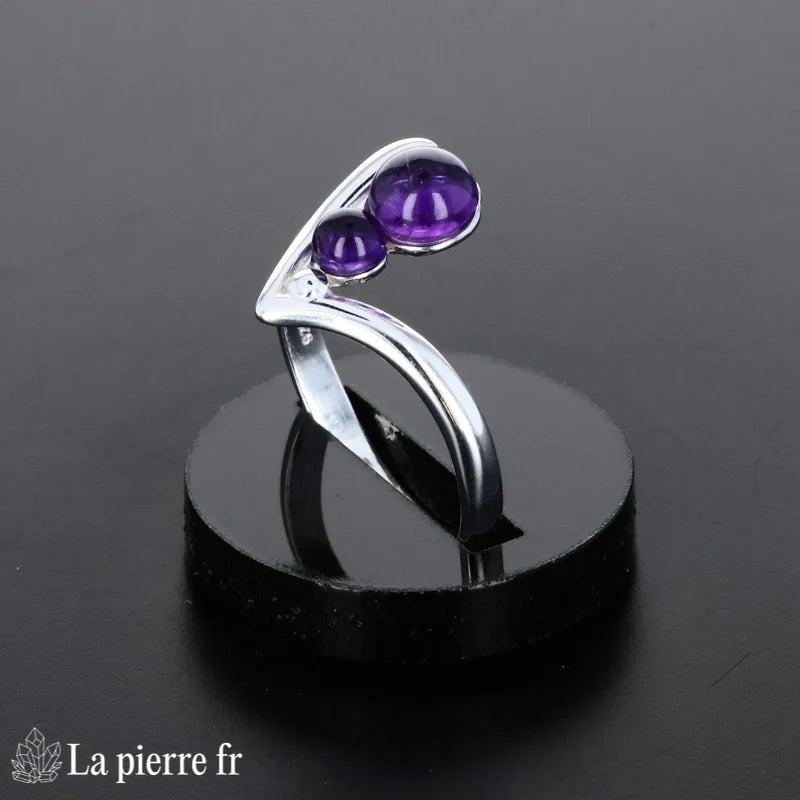Bague pour femme en argent avec pierre en améthyste naturelle de qualité