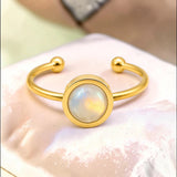 Bague fine dorée en Pierre de lune blanche FILINE®