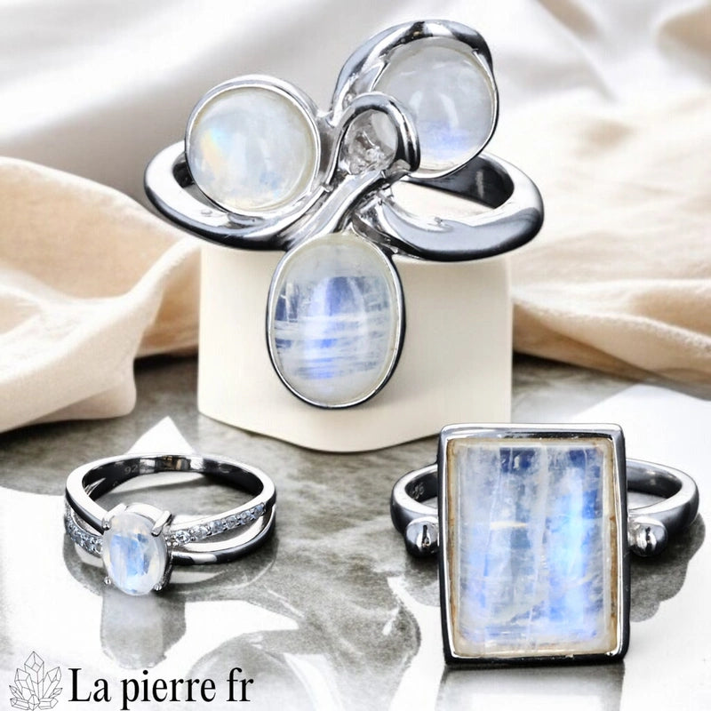 Bague en pierre de lune naturelle – intuition et féminité – La Pierre FR