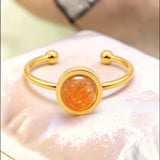 Bague fine dorée en Pierre de soleil FILINE®