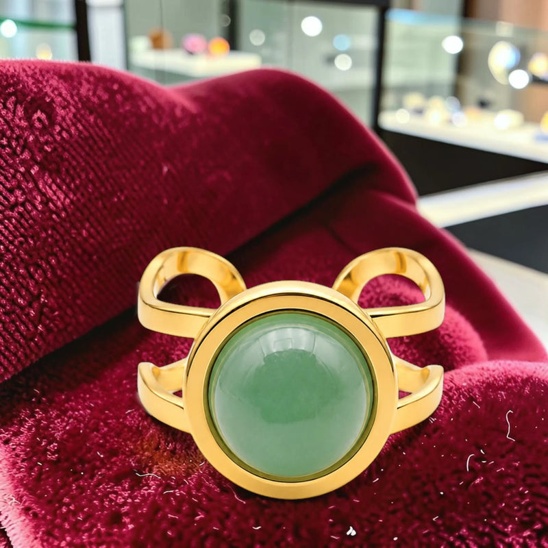 Bague en pierre naturelle aventurine verte réglable