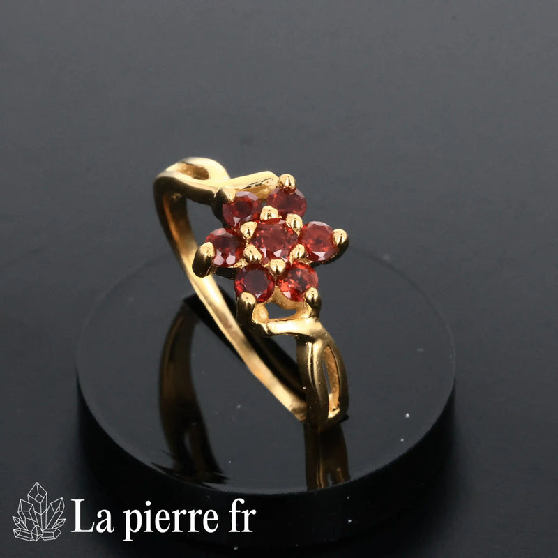 Bague en Grenat facettée "Phénixia" Plaqué or 18 carats pour femme et lithothérapie 