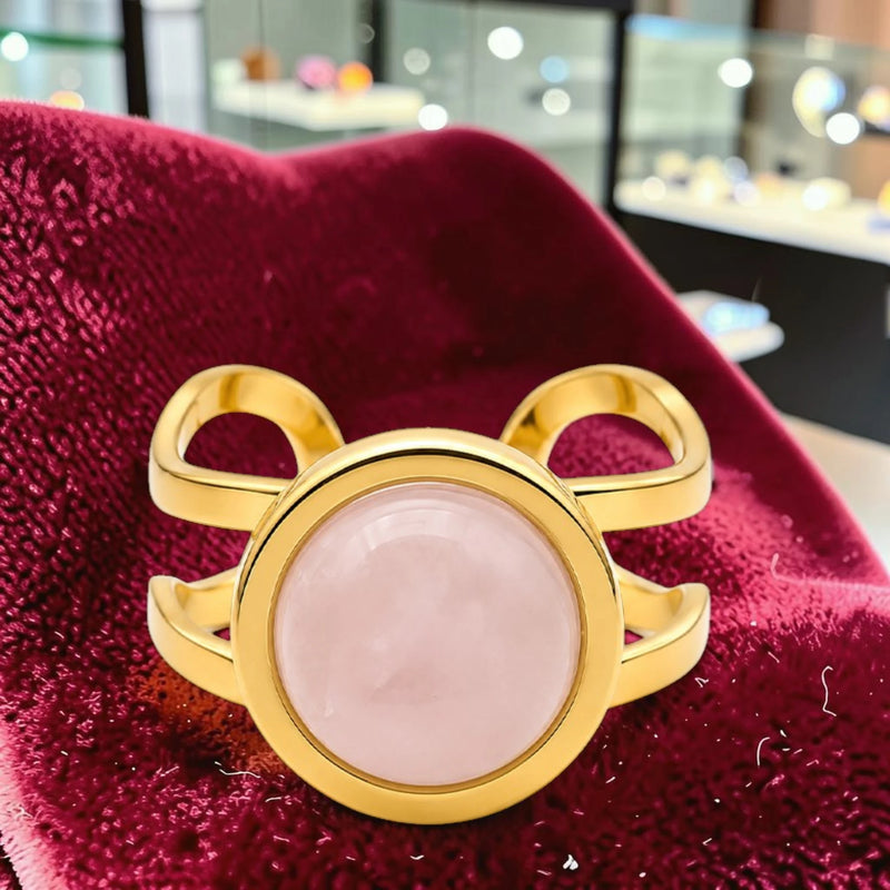 Bague en pierre naturelle quartz rose réglable