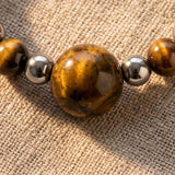 Bague Œil de Tigre Élastique ALÉNA®, Perles et Hématite, Mixte Taille Unique