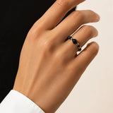 Bague Onyx Noir Élastique ALÉNA®, Perles Noires et Hématite, Taille Unique