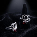 Bague Grenat Rhodolite Argent 925, Fleur de Lotus (Lotus)
