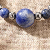 Bague Sodalite Élastique ALÉNA®, Pierre Bleue et Hématite, Taille Unique