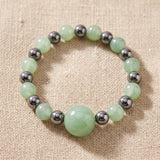 Bague Aventurine Verte Élastique ALÉNA®, Perles et Hématite, Taille Unique